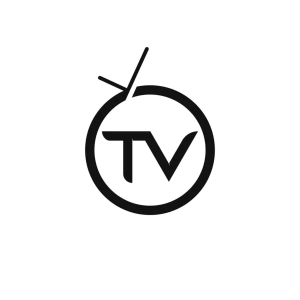 Diseño del logotipo de la TV icono plano ilustración — Vector de stock