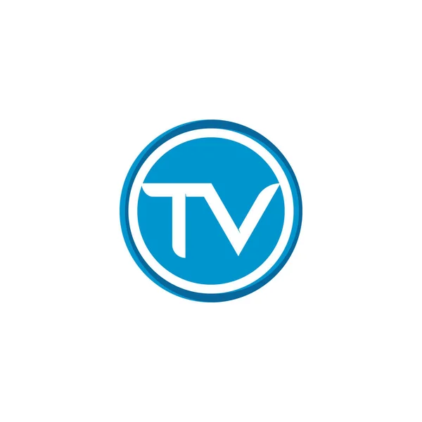Diseño del logotipo de la TV icono plano ilustración — Vector de stock