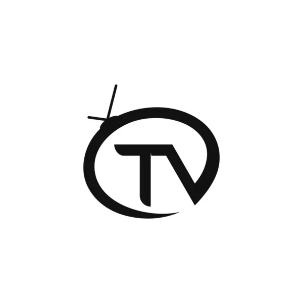 Tv logo design flach icon illustration — Stockvektor