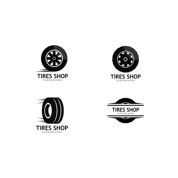 Set di pneumatici logo vettoriale icona modello illustrazione — Vettoriale Stock