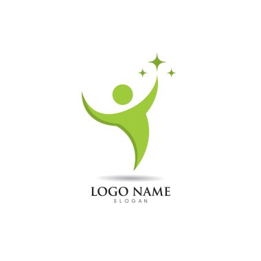 Eğlenceli insanlar Sağlıklı Yaşam Logosu şablon vektör simgesi 