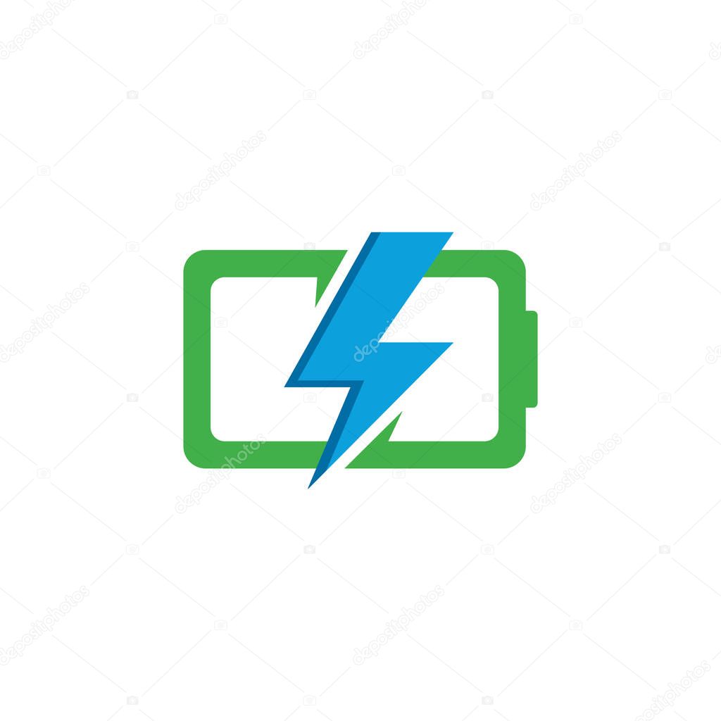 Battery logo vector icon illustration in flat design