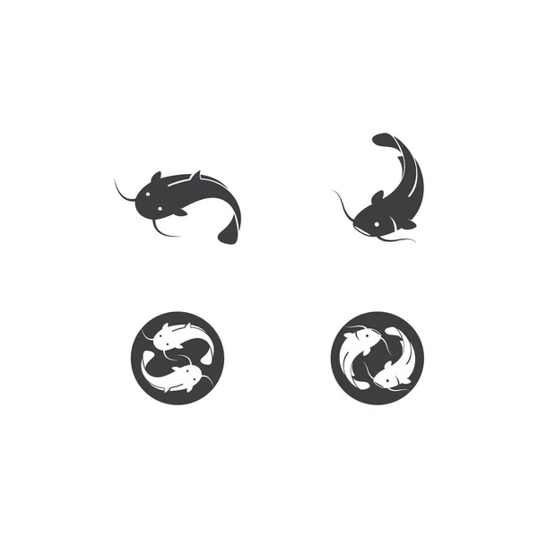 Yayın balığı logosu şablon vektör simgesi illüstrasyon — Stok Vektör