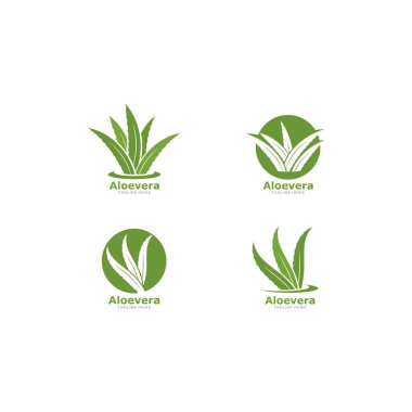 Aloevera logo şablonvektör simgesi kümesi 