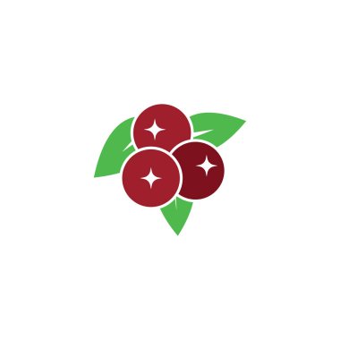 Taze kızılcık logosu şablon vektör simgesi illüstrasyon seti 