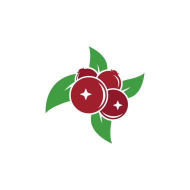 Taze kızılcık logosu şablon vektör simgesi illüstrasyon seti 