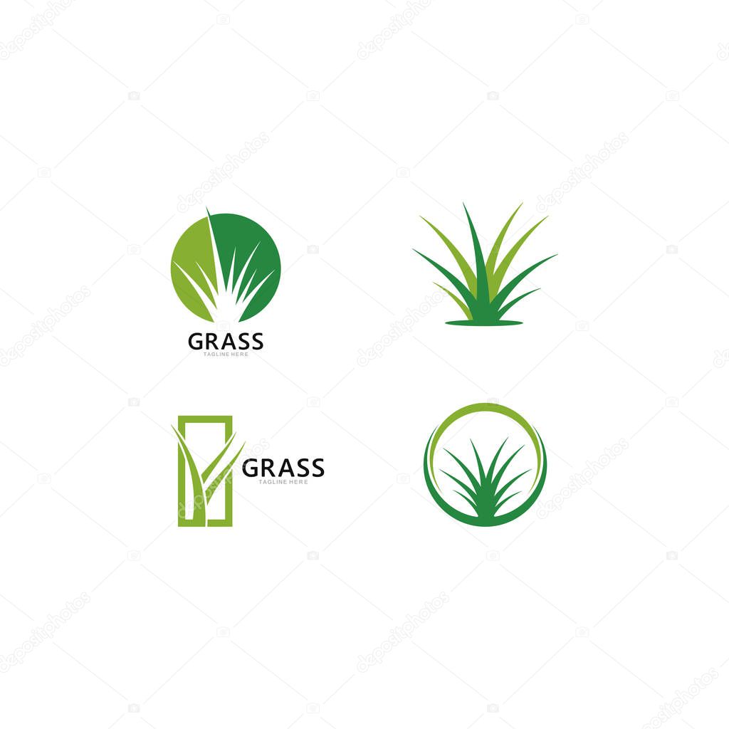 Grass logo template vector icon illustration 