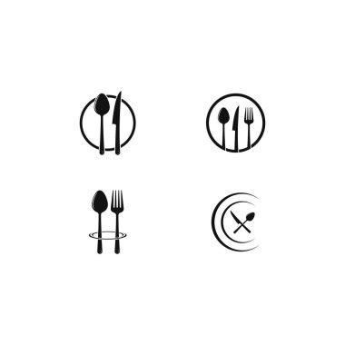 restoran ve gıda logosu şablon vektör ic için çatal bıçak kaşık