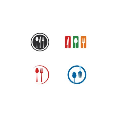 restoran ve gıda logosu şablon vektör ic için çatal bıçak kaşık