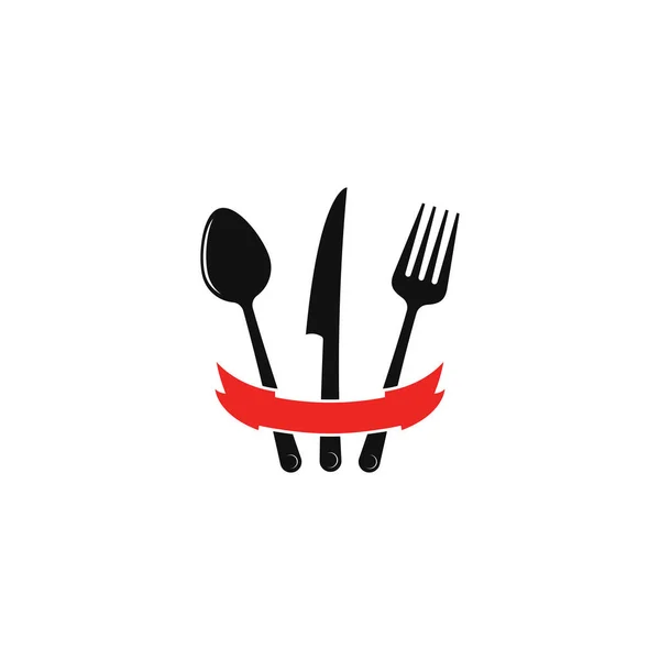 Colher de faca de garfo para restaurante e comida logotipo modelo vetor ic — Vetor de Stock