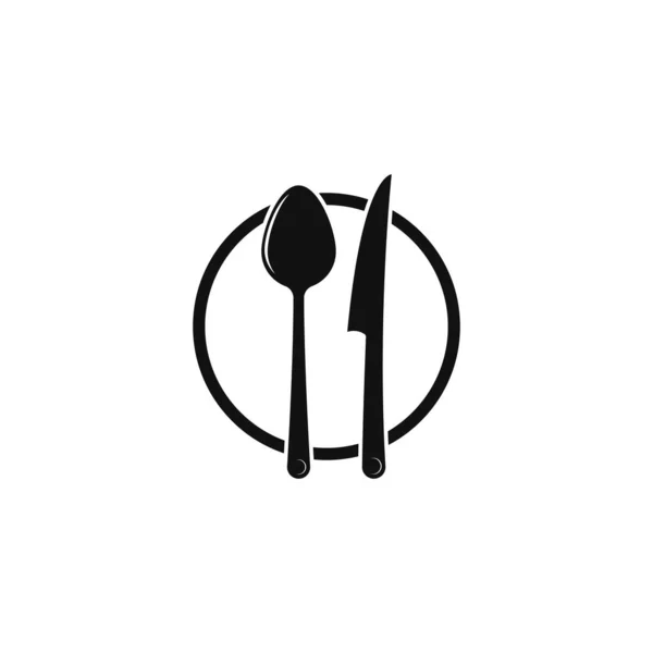 Cuchara de cuchillo de tenedor para restaurante y comida logotipo plantilla vector ic — Vector de stock