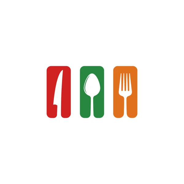 Cuchara de cuchillo de tenedor para restaurante y comida logotipo plantilla vector ic — Vector de stock