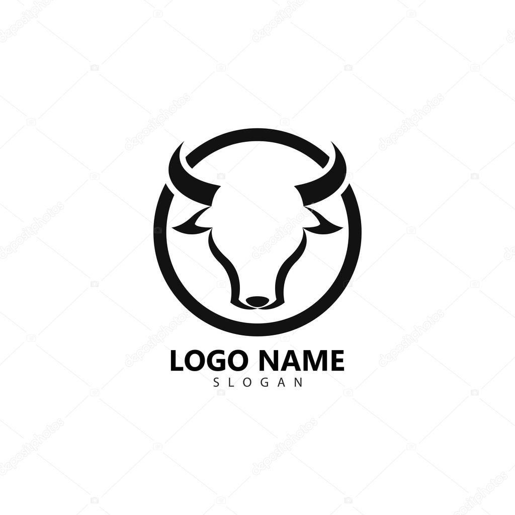 Bull head logo vector icon illustration design