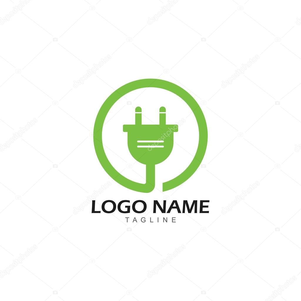 Electrical plug logo vector icon illustration 