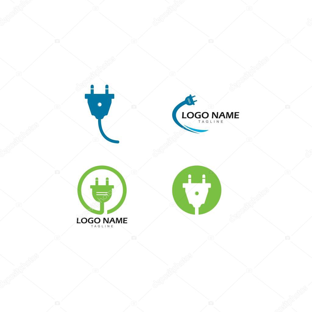 Electrical plug logo vector icon illustration design