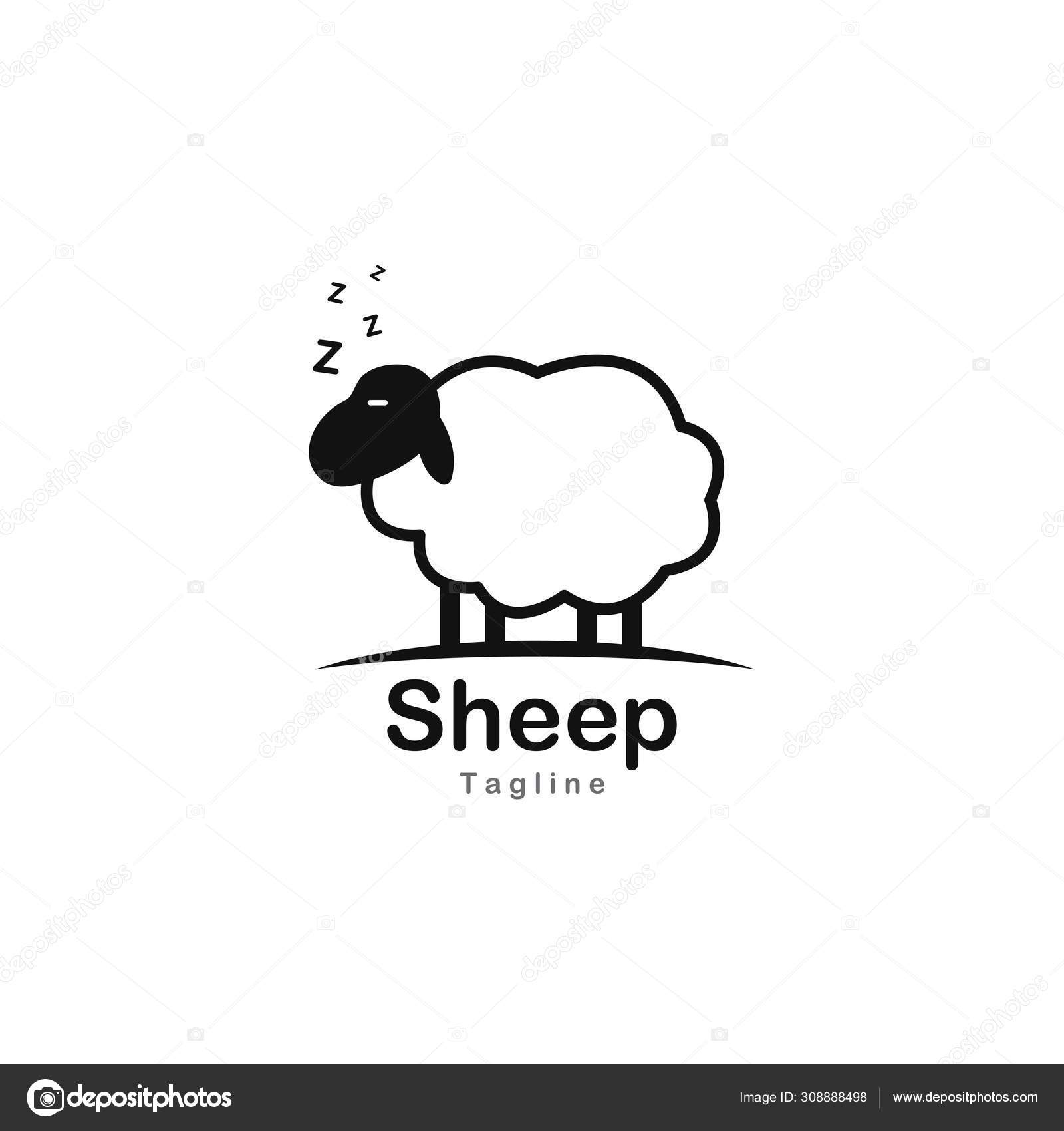 Cute Sheep Logo Vector Icon Illustration Stock Vector