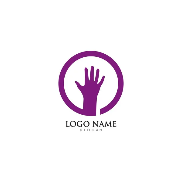 Modèle de logo de soins des mains illustration d'icône vectorielle — Image vectorielle