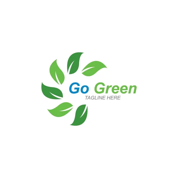 Go Green, modelo de logotipo de folha de árvore Eco — Vetor de Stock
