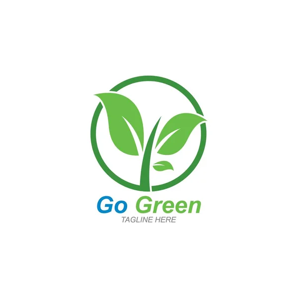 Go Green, modelo de logotipo de folha de árvore Eco — Vetor de Stock