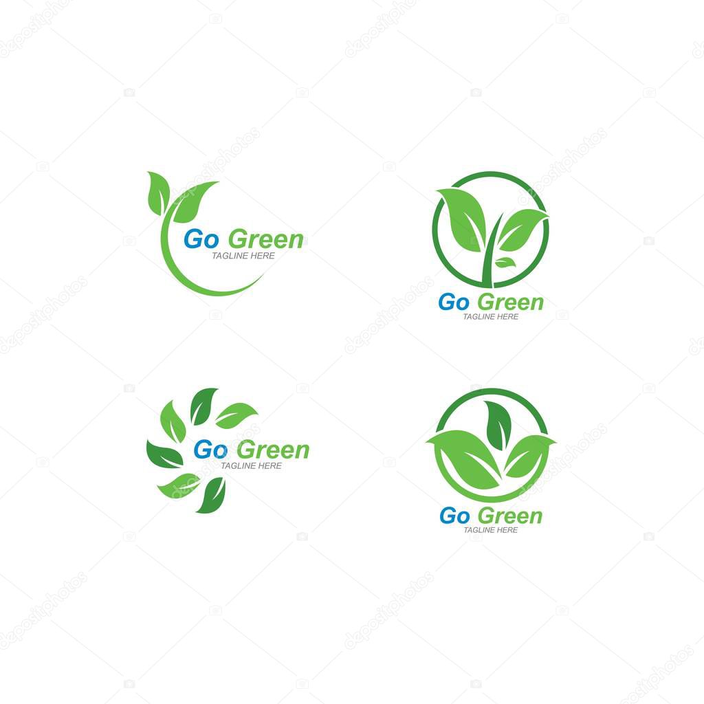 Go Green,Eco Tree Leaf Logo Template 