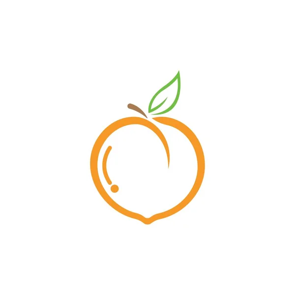 Σετ από ροδακινί φρούτα λογότυπο διανυσματικό εικονίδιο εικόνα — Διανυσματικό Αρχείο