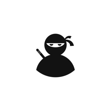 Ninja savaşçı simgesi. Basit siyah ninja logo illüstrasyon 