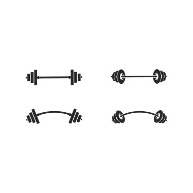 Barbell, Dumbbell Gym Icon Logo Şablonspor Rozeti, Fitness Logo