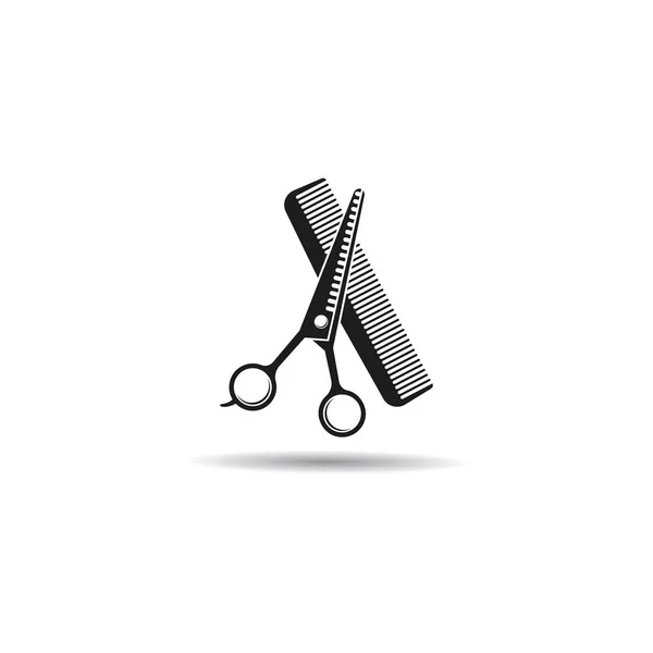 Tesoura e pente logotipo ícone do vetor ilustração — Vetor de Stock