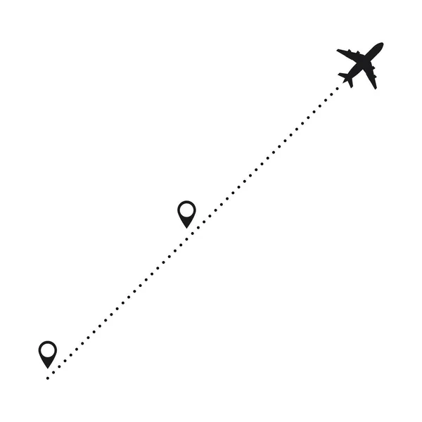 Вектор Маршрута Самолета Рисунком Стартовой Точки — стоковый вектор