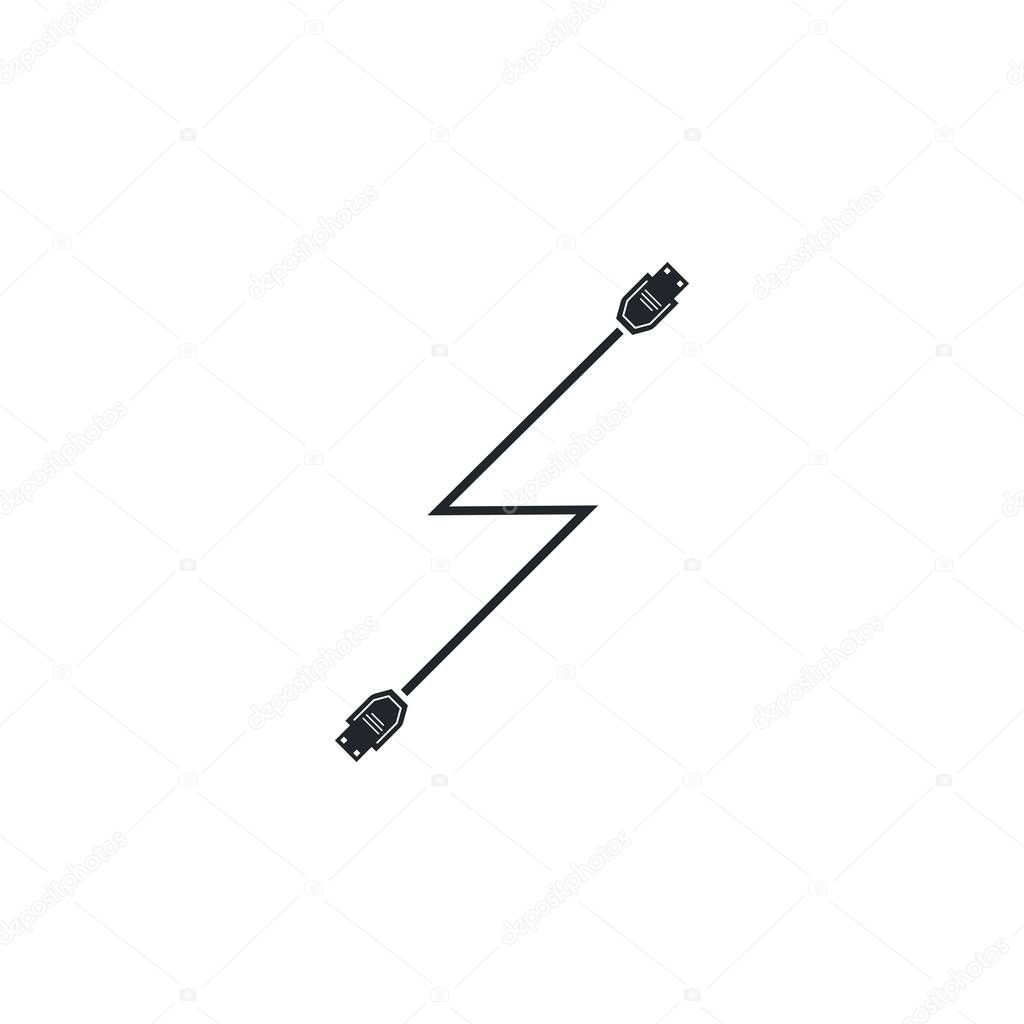 USB cable logo vector icon illustration design 
