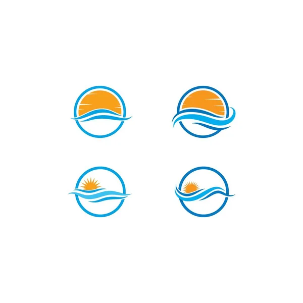 Güneş Logosu Şablonlu Dalgası Vektör Simgesi Tasarımı — Stok Vektör