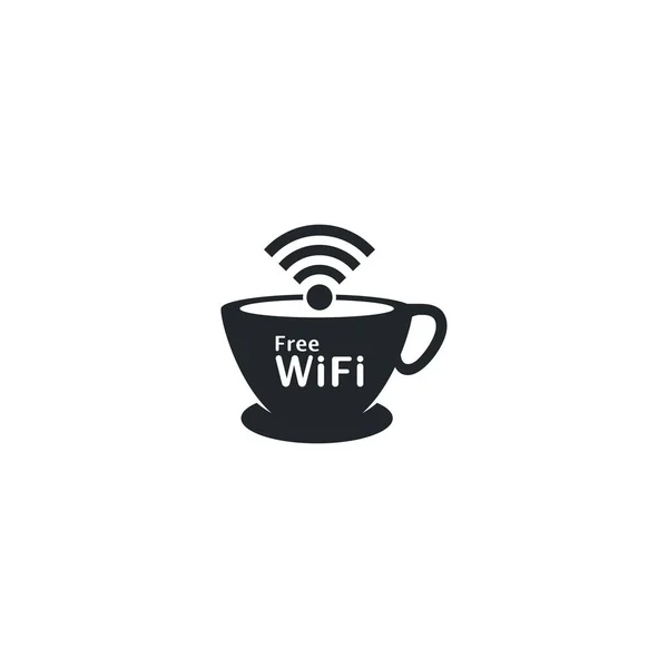 Wifi Grátis Com Café Copo Logotipo Ícone Vetor Ilustração — Vetor de Stock