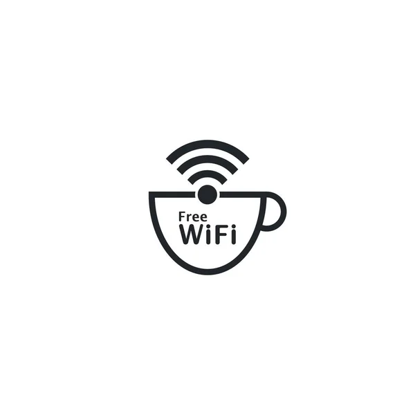 免费无线网络与咖啡杯标志图标矢量插图 — 图库矢量图片