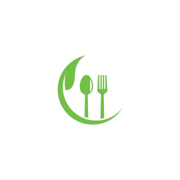 Comida Vegetariana Sana Humana Logo Vector Icono Ilustración Concepto — Vector de stock