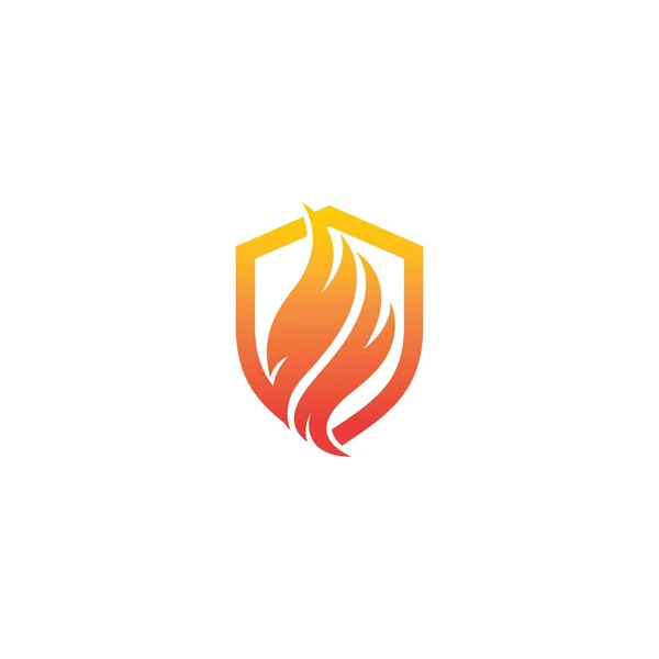 Ateş Alev Logosu Şablon Vektör Illüstrasyon Tasarımı Kalkanı — Stok Vektör
