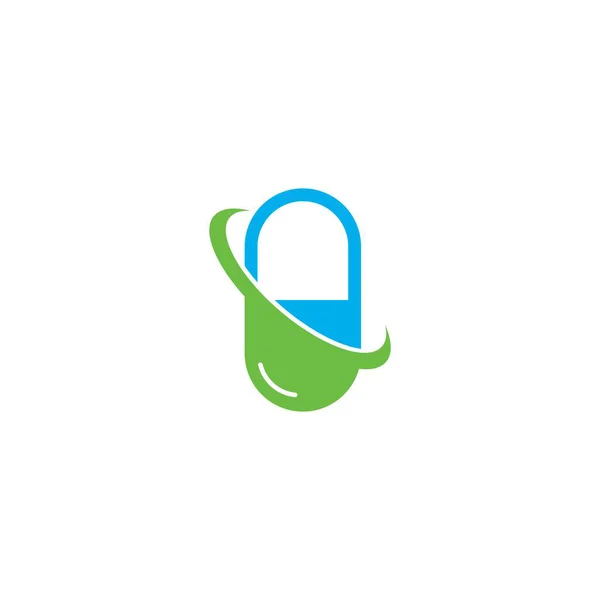 Pill Logotyp Vektor Ikon Illustration Design — Stock vektor