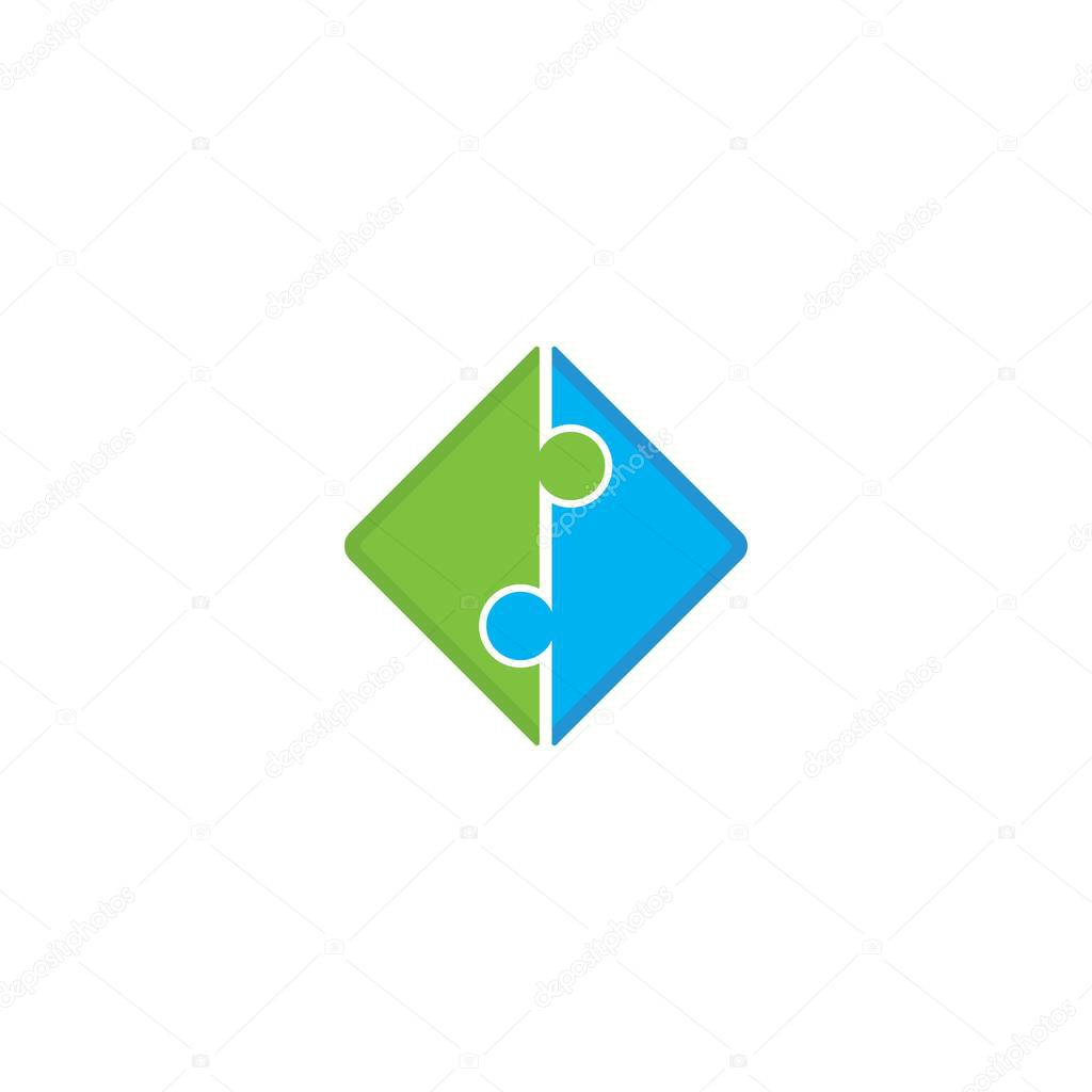 Two part puzzle logo icon vector illustration design