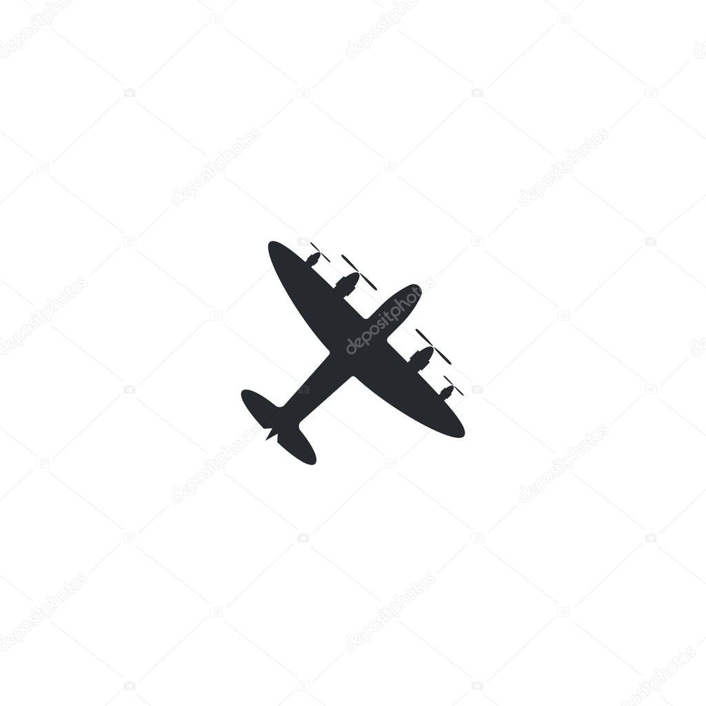 old airplane vector icon illustration in flat design 
