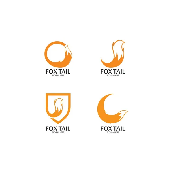 Fox Cauda Logotipo Modelo Vetor Ícone Ilustração Design — Vetor de Stock