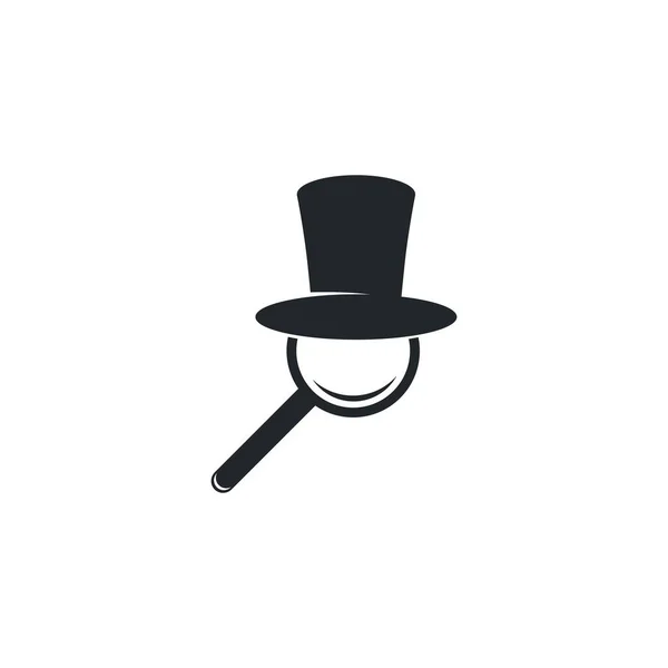 Καπέλο Ντετέκτιβ Μεγεθυντικό Φακό Λογότυπο Διάνυσμα Εικονίδιο Σχέδιο Απεικόνισης — Διανυσματικό Αρχείο