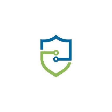 Kalkan teknolojisi vektör logo şablonu tasarımı 