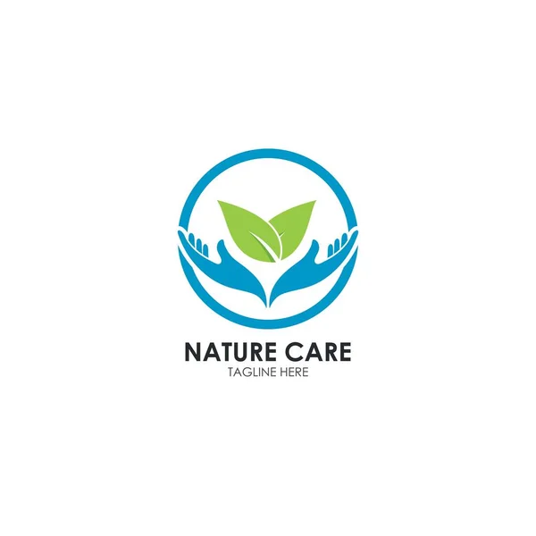 Nature Care Back Nature Logo Vector Icon Illustration Design — Stock Vector