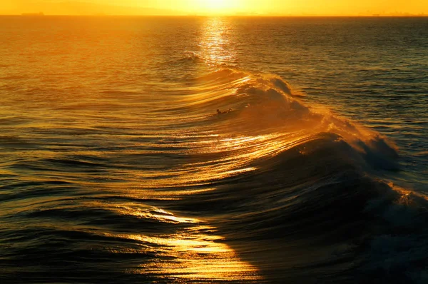 Sonnenuntergang Goldene Welle Pazifik Kalifornien — Stockfoto