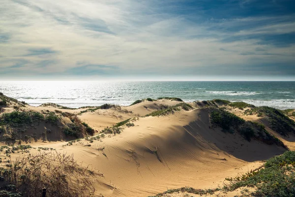 Dunas de areia e vista para o mar — Fotografia de Stock