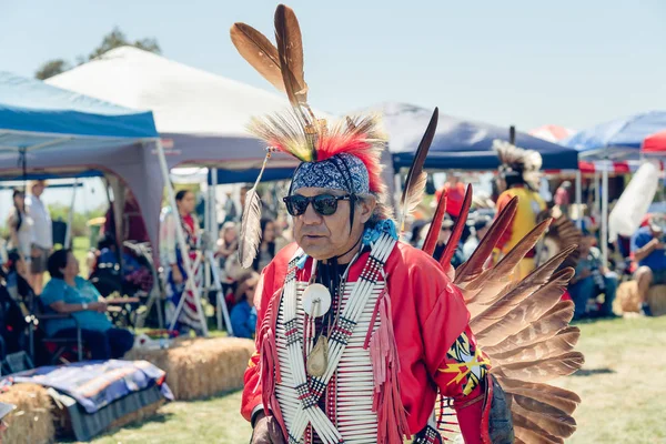 Native Americans Dressed Full Regalia 2019 21St Annual Chumash Day — Stock Photo, Image