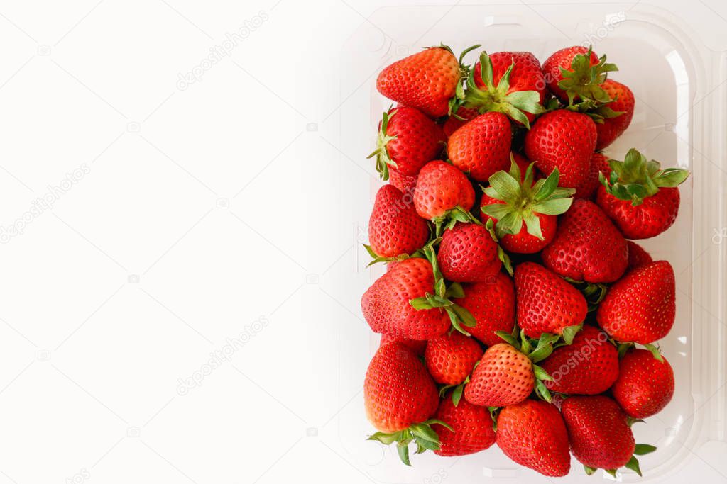 Strawberries in Box, Close Up, Top View