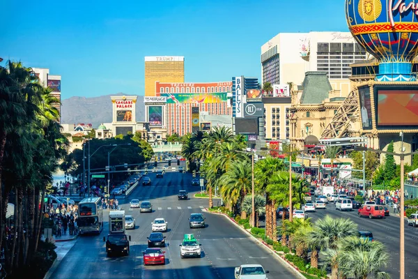 Las Vegas Strip Verkeer Gedurende Dag Las Vegas Nevada Usa — Stockfoto