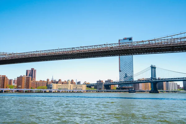 Sotto Ponte Brooklyn New York East River Brooklyn Bridge Manhattan — Foto Stock