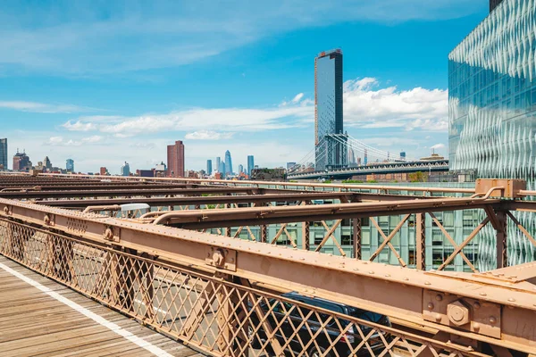 Нижній Манхеттен Вид Бруклінського Мосту Нью Йорк — стокове фото