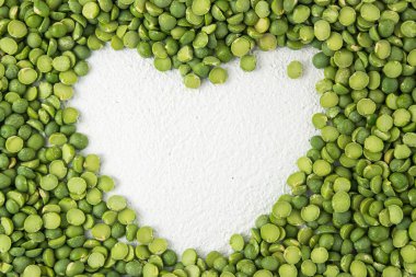 Yeşil Split Bezelye Kapat Top View. Gıda Arka Plan, Kopya Alanı